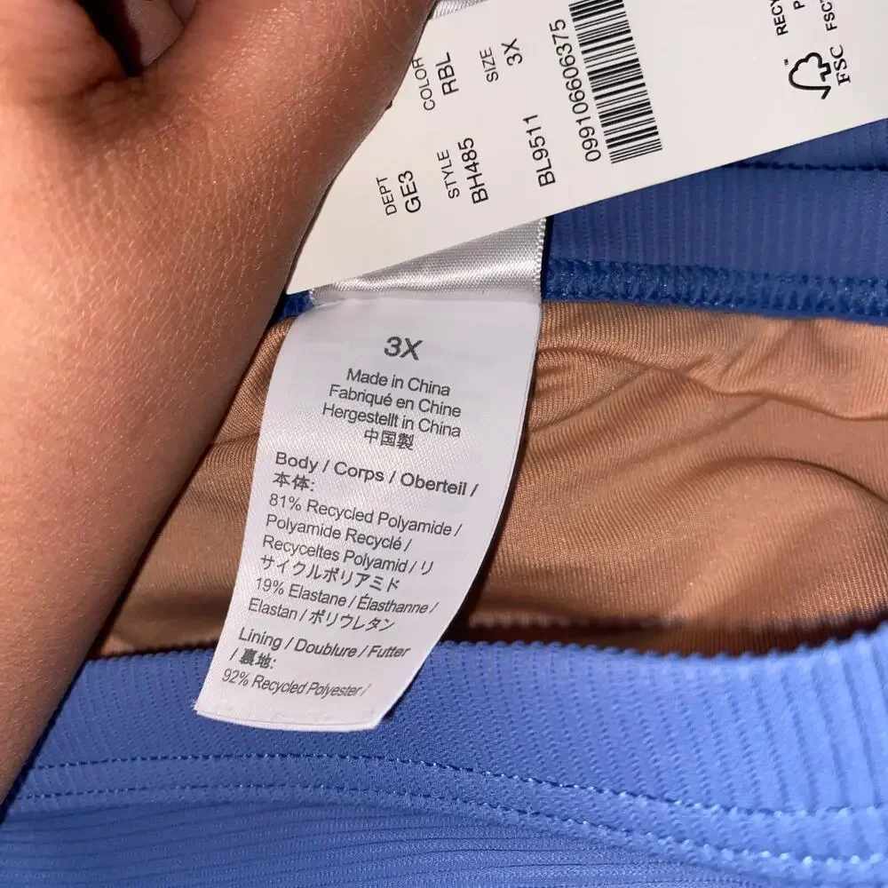 New J. Crew Blue Ribbed Hipster Bikini Swim Bathing Suit Bottom Women's Size 3X